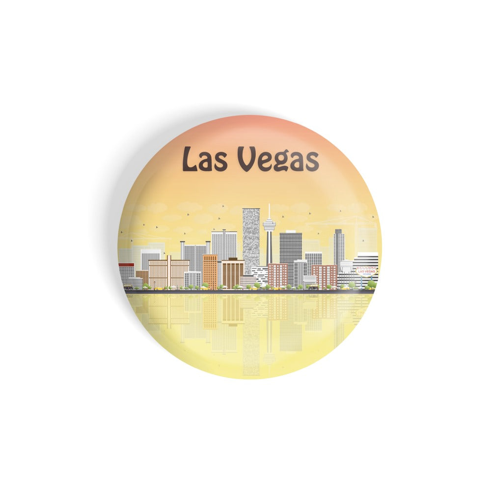 dhcrafts Round Fridge Magnet Multicolour Places Las Vegas City In Nevada Glossy Finish Design Pack of 1 (75 mm)